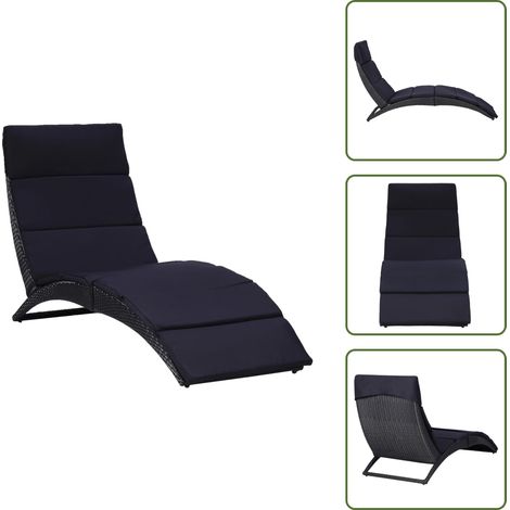Sonnenliege mit Auflage Poly Rattan Schwarz - Sonnenliege - Gartenliege - Relax Liege - Poolliege - Outdoor Möbel (1/5)