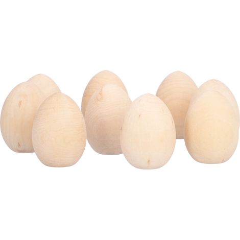 Lot de 10 œufs de Pâques en bois à teindre et à peindre soi-même, légers et artisanaux, pour les fêtes et festivals. (1/5)
