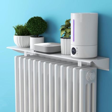 Support radiateur,Etagere Radiateur sans Percer,50cm Cache Radiateur Storage Rack, Décoration de cloison au Dessus de hotte chauffante,Support pour Tous Les (1/5)