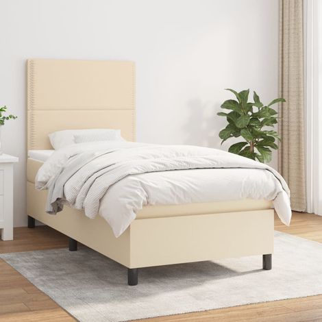 Boxspringbett mit Matratze Creme 100x200 cm Stoff (1/5)