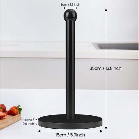 Porte-rouleau de cuisine en acier inoxydable - Porte-rouleau de papier toilette - Porte-rouleau de papier toilette noir - Porte-serviettes sur pied - Porte-film alimentaire - Porte-rouleau en acier in (1/3)