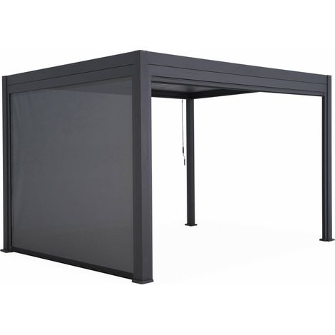 Louvered pergola aluminium 4 x 3m and 3m blind anthracite - Triomphe (1/5)
