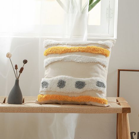 Cuscino in stile boho Bali - Copertura e riempimento inclusi - Manili Giallo