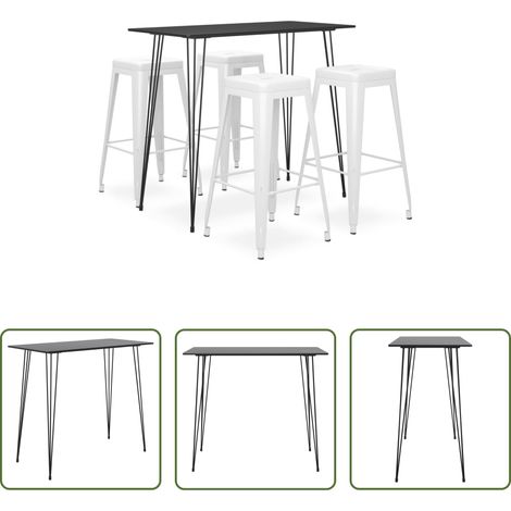 Tabouret de bar - Ensemble de bar 5 pcs Noir et blanc (1/5)