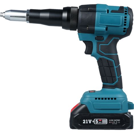 Riveteuse portable électrique automatique sans balais 21 V avec batterie au lithium, kit d'outils comprenant batterie et chargeur pour rivets de 1/8'', 5/32'' et 3/16'' (1/5)
