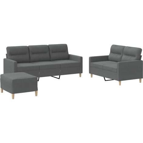 Ensemble de Canapé  Sofas 3 pcs avec coussins Gris foncé Tissu (1/5)