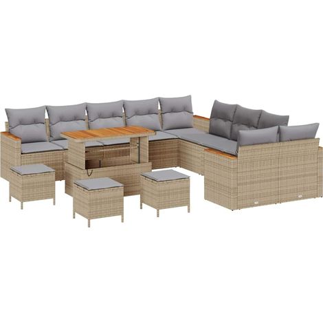 Garden Sofa Set 18 pcs Beige and Light Grey Poly Rattan vidaXL (1/5)
