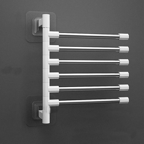 Wall-mounted towel rack with suction cups, 180° swivel, with 6 bars for bathroom (1/5)