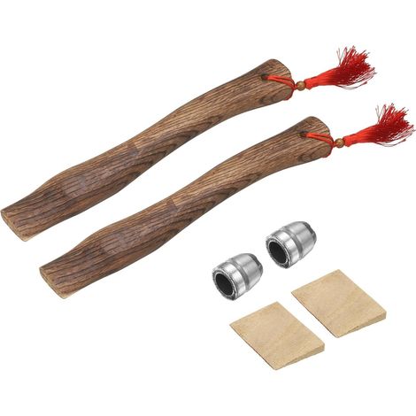 2pcs Replacement Wooden Axe Handles 13" Universal Hickory Hatchet Handles with Wooden Wedge and Round for Axe Camping Gardening (1/5)