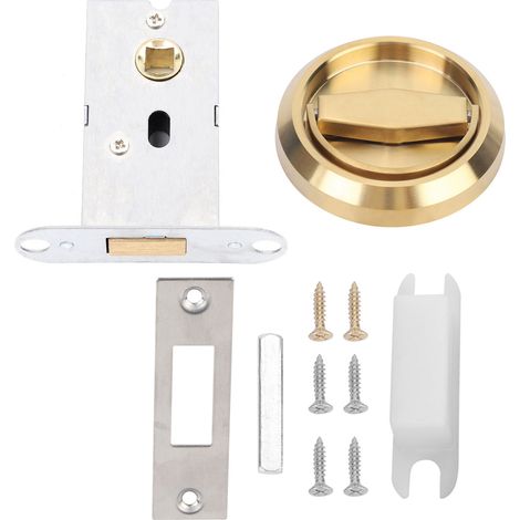 Serrure de porte en acier inoxydable avec anneau de poignée pour porte de placard ou tiroir, serrure dorée