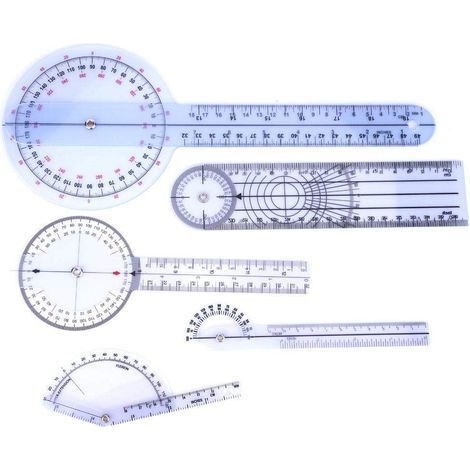 Lot 5 goniomètres médicaux – 6/8/10 pouces – 360° – règle vertébrale / doigt – multi-angle (1/5)