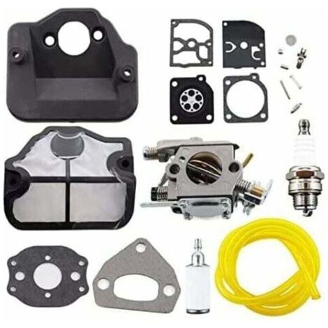 Vergaser-Reparatursatz mit Luftfilter, Zündkerze und Membran für Husqvarna Kettensägen 36, 41, 136, 137, 141, 142, 137E, 142E, ersetzt Modell Zama C1Q-W29E.