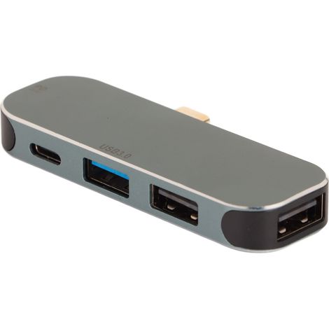 Hub USB-C avec port de charge PD 5 en 1, fonction de branchement à chaud, en alliage d'aluminium argenté, adaptateur multiport pour tablette