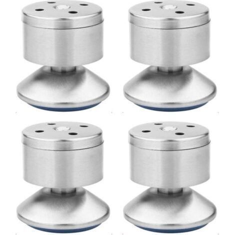 Pieds Nivellement Réglables Acier Inoxydable Pieds Canapé Réglables Multifonction Métal Tapis en Caoutchouc, Facile à Installer, Convient Tables, Armoires, Canapés, Lits Etc—4 Pièces (Argent)- (1/5)