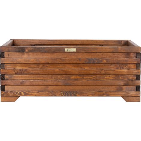 Fioriera in legno Greenspot 100x35x40cm per terrazza, balcone e giardino - Fioriera in legno massello - Grande fioriera da giardino realizzata con tronchi di legno per fiori, erbe aromatiche, arbusti  (1/5)