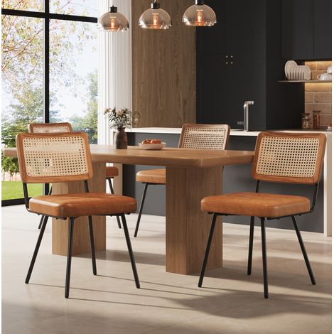 Silla de comedor 61x46x79 cm en PU y metal marrón, ergonómica para salón FloraGrace (1/5)