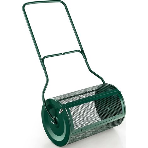 GOPLUS Épandeur de Compost de 60,5CM Capacité 76L-Poignée en U-Loquets Latéraux-Rouleau Métallique-Épandeur à Engrais Vert (1/5)