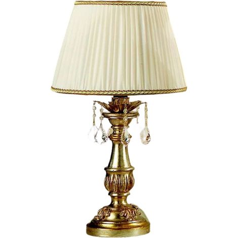 Lumetto In Legno Classico Argento Mecca Con Paralume 1 Luce Trampoliere