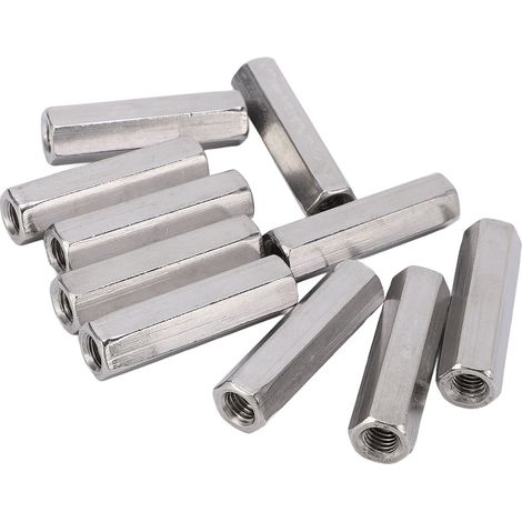 Sechskant-Verbindungsmuttern M8x1,25, 10er-Pack, Edelstahl 304, Industriebefestigung, 50 mm Länge, 13 mm Durchmesser (1/5)