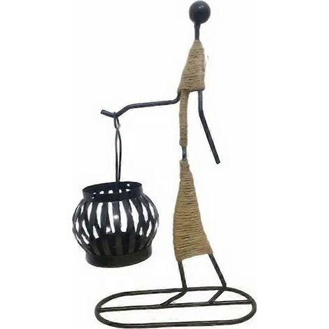 Bougeoir nordique en fer forgé, sculpture abstraite porte-bougie, lampe d'ambiance décorative pour intérieur, bougies non incluses (1/5)