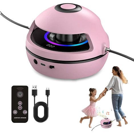 Machine à sauter électronique JeiibrZui - 10 niveaux de vitesse - Avec télécommande et compteur LED - Pour enfants et adultes - Rose (1/5)