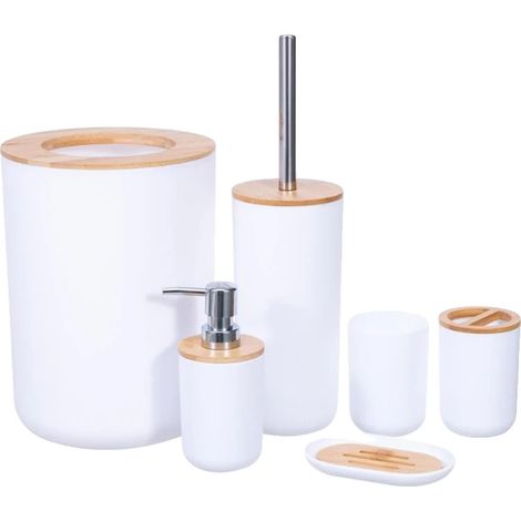 Juego de accesorios de baño, organizador multifuncional, material ecológico, BLANCO (1/2)