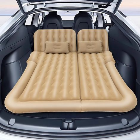 Inflatable Bed Mattress Car Truck SUV Back Seat Sleeping Beds W/ Air Pump Set, Beige (1/5)
