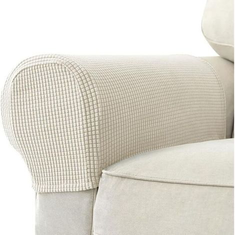Canapé Bras Couvre Protecteurs,Couverture d'accoudoir de sofa,Couvre-bras,housse fauteuil cabriolet,Protecteur de meubles de fauteuil antidérapant,Housses de bras de canapé,2 pièces,Beige (1/2)