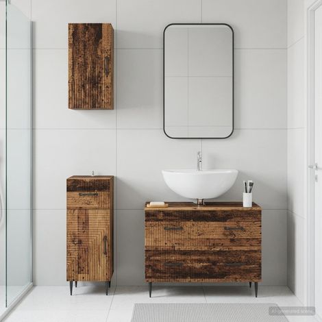 vidaXL 3 Piece Bathroom Cabinet Set HAARLEM Old Wood Engineered Wood (1/5)