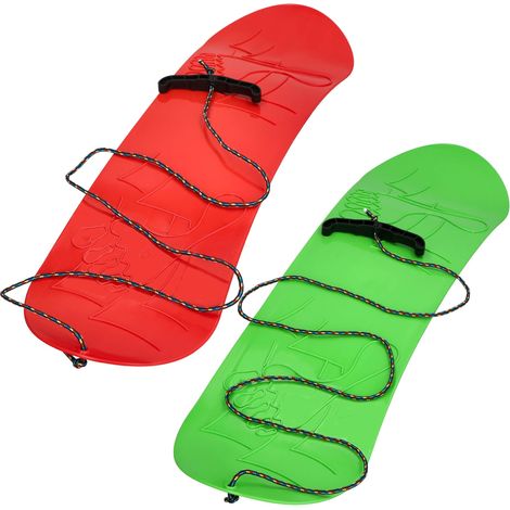 KOTARBAU® 2 pièces Snowboard Enfant - PVC - 68x20 cm - Rouge & Vert - avec Corde - Luge à Neige - Traineau a Neige - Luge Enfant - Résistant Léger - Snowboard Sans Fixation (1/5)
