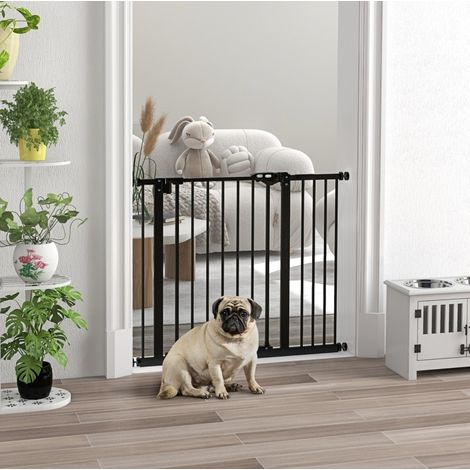 Puerta de seguridad para perros de metal y plástico negra 74-94 cm OKWISH (1/5)