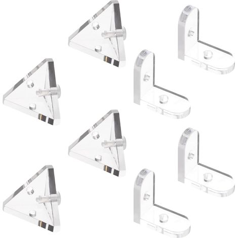 CCYKXA Eckwinkel aus Acryl, transparente 3-Loch-Winkelverbinder und 90-Grad-L-förmiger Eckwinkel mit transparenten Nieten für Präsentationsbox