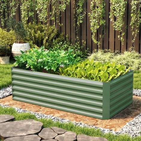Jardinière Surélevée Acier Galvanisé - Lit Jardin 180x90x57,5cm Vert Clair - Fond Ouvert