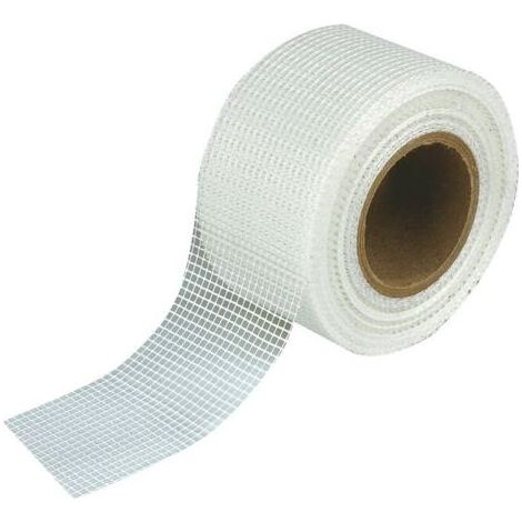 Ruban adhésif pour plaques de plâtre (45 mm x 30 m), grille blanche très résistante pour joints et fissures dans les plafonds et les murs (1/5)