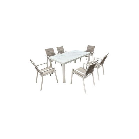 C SET TAVOLO C/6 SEDIE ALU STONE