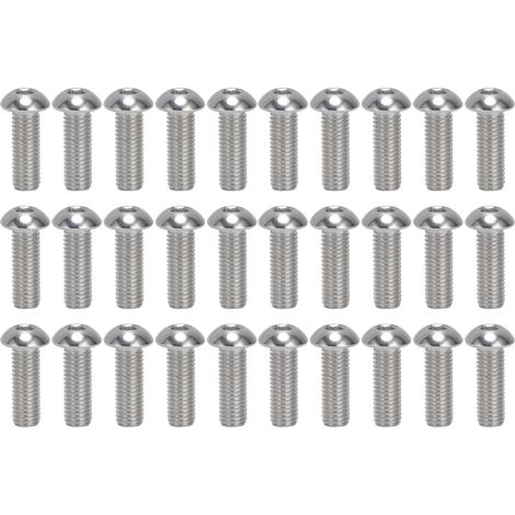 Lot de 30 vis à tête cylindrique bombée M10x1.5 en acier inoxydable A2, filetage grossier, kit de boulons M10x30 (1/5)