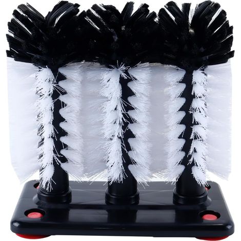 Brosse de nettoyage multifonctionnelle pour lave-verres, 3 têtes, pour évier de bar, gobelet amovible, pour bar (1/5)