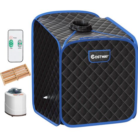 Sauna à Vapeur Portable 2L avec Chaise 9 Niveaux de Température Réglables Tente de Spa pour 1 personne avec Rouleau de Massage Noir CW8528 Maison Chic (1/3)