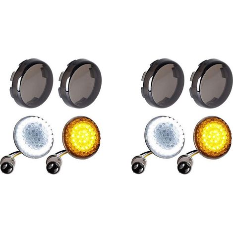 Indicatore di direzione anteriore a LED fumé per moto, kit plug-in 1157 per Dyna Road Street Glide
