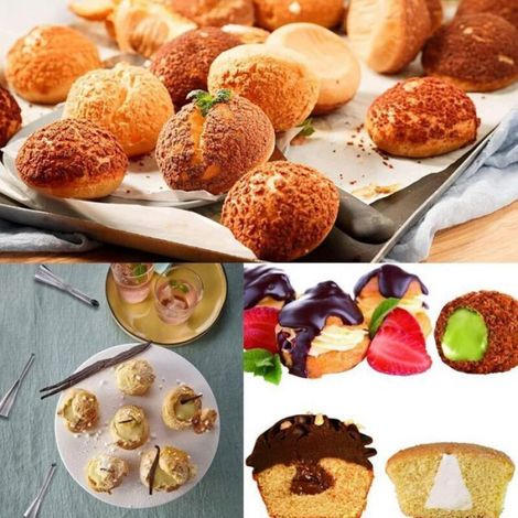 Lot de 3 Douille de Patisserie Petit Choux, Douilles Professionnelles en Acier Inoxydable à Garnir, Cupcake Puffs Injection Serin... (1/4)