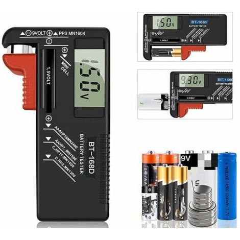 Testeur de Piles numérique  - Testeur de Piles Universel - Batterie Testeur - Pour AA, AAA, C, D, PP3, 9V, 1.5V, Piles Bouton - Fonctionne sans Pile