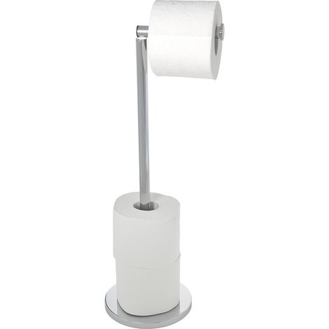 WENKO Supporto Carta Igienica 2in1, Portarotolo Carta Igienica e Dispenser Carta Igienica, Acciaio, 21x55x17 cm, Lucido