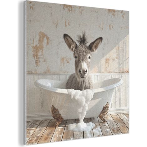 TABLEAU ACOUSTIQUE Âne - Animaux - Baignoire - Mousse Anti-Bruit 90x90 cm (1/5)
