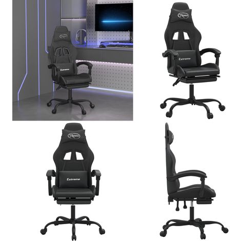Chaise de jeu avec repose-pied Noir Similicuir - Chaise de jeu noir - Chaise de jeu avec repose-pied (1/5)
