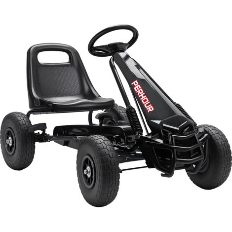 Kart à pédales Go-Kart pour enfants siège réglable pneus EVA embrayage manuel et frein 110 x 61 x 62 cm noir