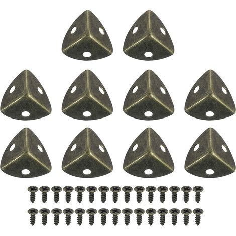 30Pcs Protège-Coins de Boîte en Métal 1,18" x0,79 Coins de Table Décoratifs avec Vis de Montage pour Boîtes de Rangement, Armoires, Coffres en Bois, Couleur Bronze (1/5)