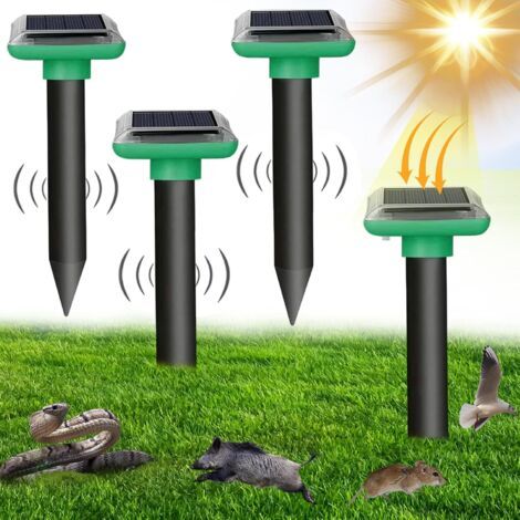 Anti Taupe Repulsif Ultrason Souris et Rats, Lot de 4 Répulsif Piege a Taupe, Repulsif Serpent Ultrason, Répulsif Souris Solaire, Repulsif Pigeon, Anti Souris Gopher, piège à Serpents (1/5)