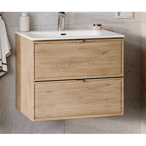 Ensemble Meuble Vasque 60 cm + Vasque encastrée - L 60 x P 46 x 51,5 cm - Caldera Clair - Livraison gratuite