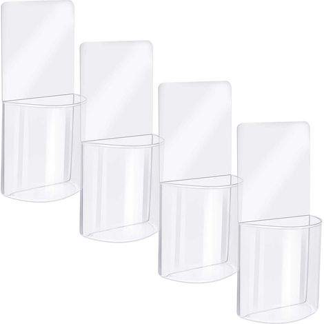 4 Pieces Wall Mounted Storage Box Transparent Remote Control Holder Practical Acrylic Media Organizer (1/4)