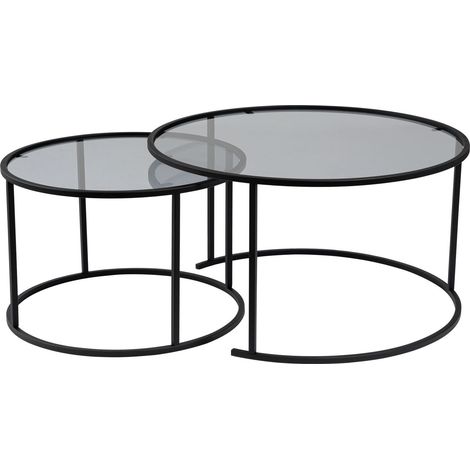 2er-Set Couchtische aus Metall "Aurum" - 80 x 80 x 43 cm - Schwarz Grau